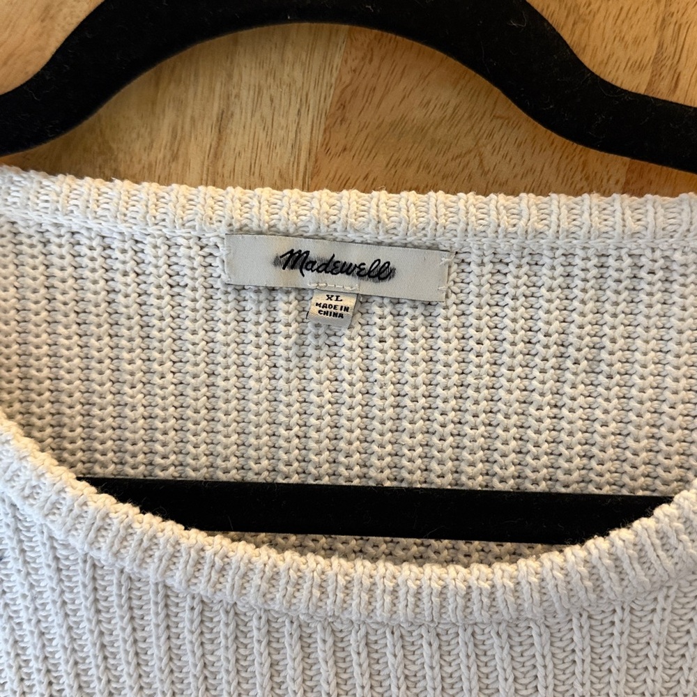White Ribbed Knit Sweater - Picture 2 of 2